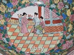 Bol à punch de famille rose chinois oriental antique de grande qualité