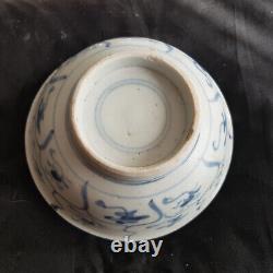 Bol chinois antique de grande taille Tek Sing Junk 1822 RARE ! Porcelaine bleue et blanche