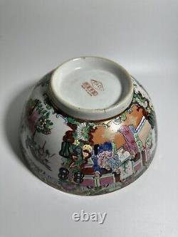 Bol en porcelaine de Canton de la famille rose chinoise antique vintage de grande taille 10