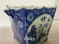 Bonsai Pot Grand Pot, Oriental Bleu Et Blanc Modèle De Saule Céramique