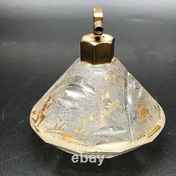 Bouteille de parfum en verre incrusté antique et de grande taille avec un rare design chinois oriental