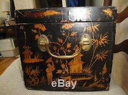 Box Antique Chinoiserie Large C1840 Laque Noire Japanisée Box 13x8x9