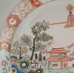 Chargeur chinois Kangxi 14 pouces grande assiette 18e siècle Antique non marqué 36cm large