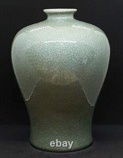 Chine Exportation Céladon Glaçure Vintage Victorien Oriental Antique Grand Vase