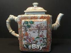 Chinese Antique Grande Palette Mandarin Teapot, Période Qianlong, Ca 1770