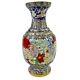 Chinese Cloisonne 12 Grand Vase Floral Bird Rose Mum Brass Vtg