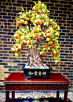 Chinese Oriental Antique Large Jade Peach Tree Cost £3000 Pour Un Fonds D'entreprise