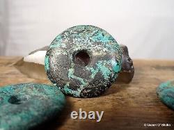 Collection importante de 3 disques en turquoise antique chinois