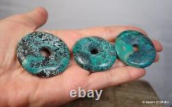 Collection importante de 3 disques en turquoise antique chinois