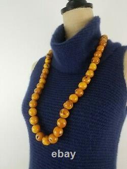 Collier Tibétain Chinois Vintage Chinese Butterscotch Amber Large Beads Chunky