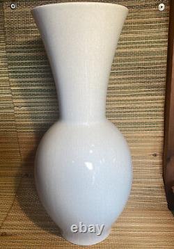 Crackle Glaçure Grand Vase Chinois Celadon Heure Forme De Verre 17 1/2 Pouces