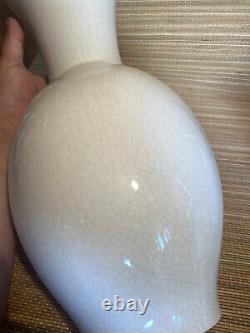 Crackle Glaçure Grand Vase Chinois Celadon Heure Forme De Verre 17 1/2 Pouces