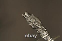 Cuillère à soupe en argent antique chinois grande