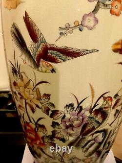 Déclaration Chinoise Vase Fait Main Décoré 36cm Oiseaux Exotiques Cerise Blossom Art