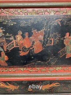 Écran de temple chinois antique en bois sculpté et peint de grande taille, inhabituel, unique et rare
