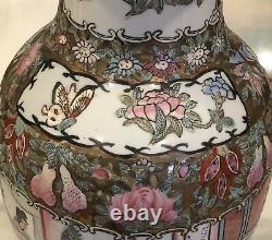 Élégant Grand Signé 14 Antique Chinese Famille Rose Vase Médaillon