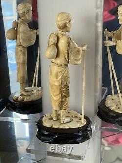 Fabuleux Grand 19ème Siècle Sculpté Chinois Oriental Figurine Masculine