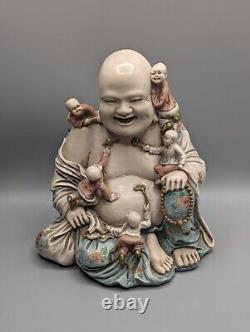 Figure de la fertilité du Bouddha rieur en porcelaine chinoise, grande taille, 20ème siècle