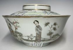 Fine & Large Antique Qing Chinese Porcelaine Lided Food Bowl Famille Rose
