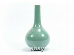 Fine Large Rare Antique Chinois 19ème Siècle Céladon Crackle Stoneware Vase Qing