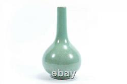 Fine Large Rare Antique Chinois 19ème Siècle Céladon Crackle Stoneware Vase Qing