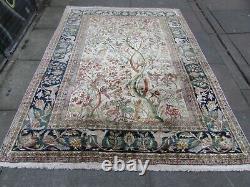 Fine Vintage Hand Made Traditional Oriental Silk White Large Rug 223x171cm