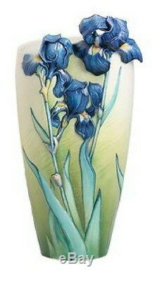 Fz02404 Franz Porcelaine Van Gogh Collection Grand Vase Irises Sculptées