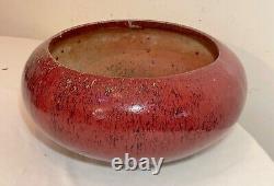 GRANDE vasque centrale en céramique chinoise ancienne de couleur sang de bœuf flambé rouge