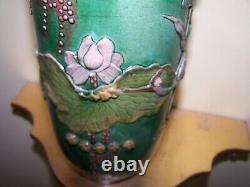 GRAND 12 + Antique Chinese Wang Bing Rong vase sculpté OISEAUX ÉTANG ARBRES LOTUS