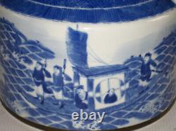 GRAND ancien théière en porcelaine bleue et blanche chinoise de l'amiral Zheng He