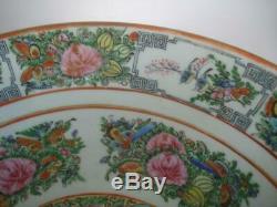 Grand 14,5 Antique Chinois D'exportation De Porcelaine Punch Bowl Famille Rose 1890