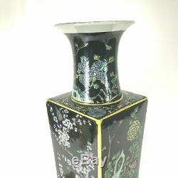 Grand 18,5 Porcelaine Chinoise Kangxi Mark Famille Noire Vase