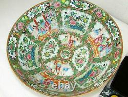 Grand 19ème Siècle Chinese Export Famille Rose Médaillon Punch Bowl Porcelaine