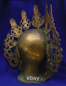 Grand Ancien Tibétain Bouddhiste Gilt Bronze