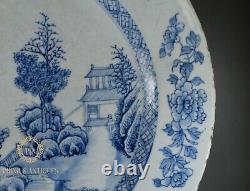 Grand Antique 14 Chinese Qianglong Export Porcelaine Plaque De Chargeur Bleu Et Blanc