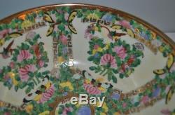Grand Antique Canton Chinese Famille Médaillon Rose Punch Bowl