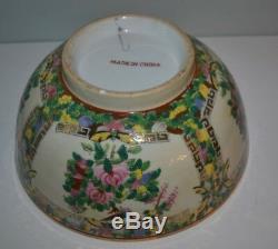 Grand Antique Canton Chinese Famille Médaillon Rose Punch Bowl