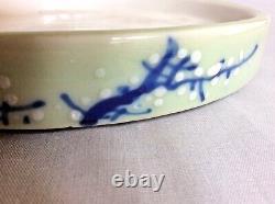 Grand Antique Chinese Bleu Et Blanc Porcelaine Brosse Lave-linge En Grand État