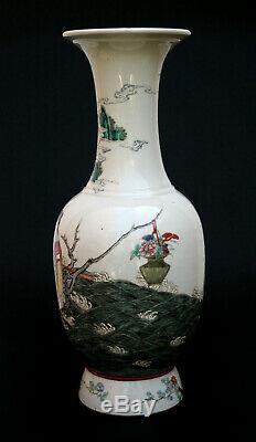 Grand Antique Chinese Immortals Famille Vase Porcelaine Rose