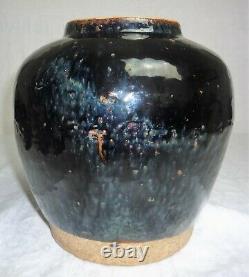 Grand Antique Chinese Ming Dynasty Black Glaze Storage Rice Ginger Jar Belle