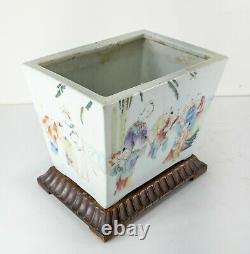 Grand Antique Chinois Famille Rose Jardiniere Planter Qing Reign Mark Jiaqing