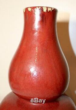 Grand Antique Chinois Sang De Beouf Rouge Sang De Bœuf Gourde Vase En Porcelaine En Forme