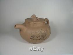 Grand Antique Chinois Yixing Teapot Calligraphie Seal Mark