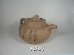 Grand Antique Chinois Yixing Teapot Calligraphie Seal Mark