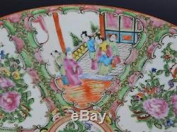 Grand Antique Médaillon Canton Famille Rose Chinois Chargeur Platter 13 3/8