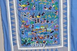 Grand Antique / Vintage Chinois Thai Blue Hmong Brodery Tapestry