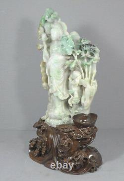 Grand Bien Sculpté Chinois Jadeite Kwan-yin