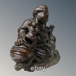 Grand Bouddha en bois sculpté antique chinois