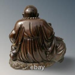 Grand Bouddha en bois sculpté antique chinois