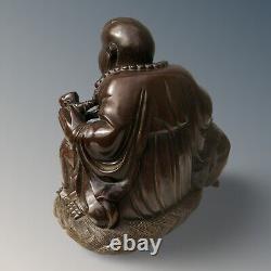 Grand Bouddha en bois sculpté antique chinois